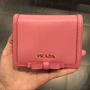 「SOLD」Prada Geranio Pink Leather Vitello Bow Wallet